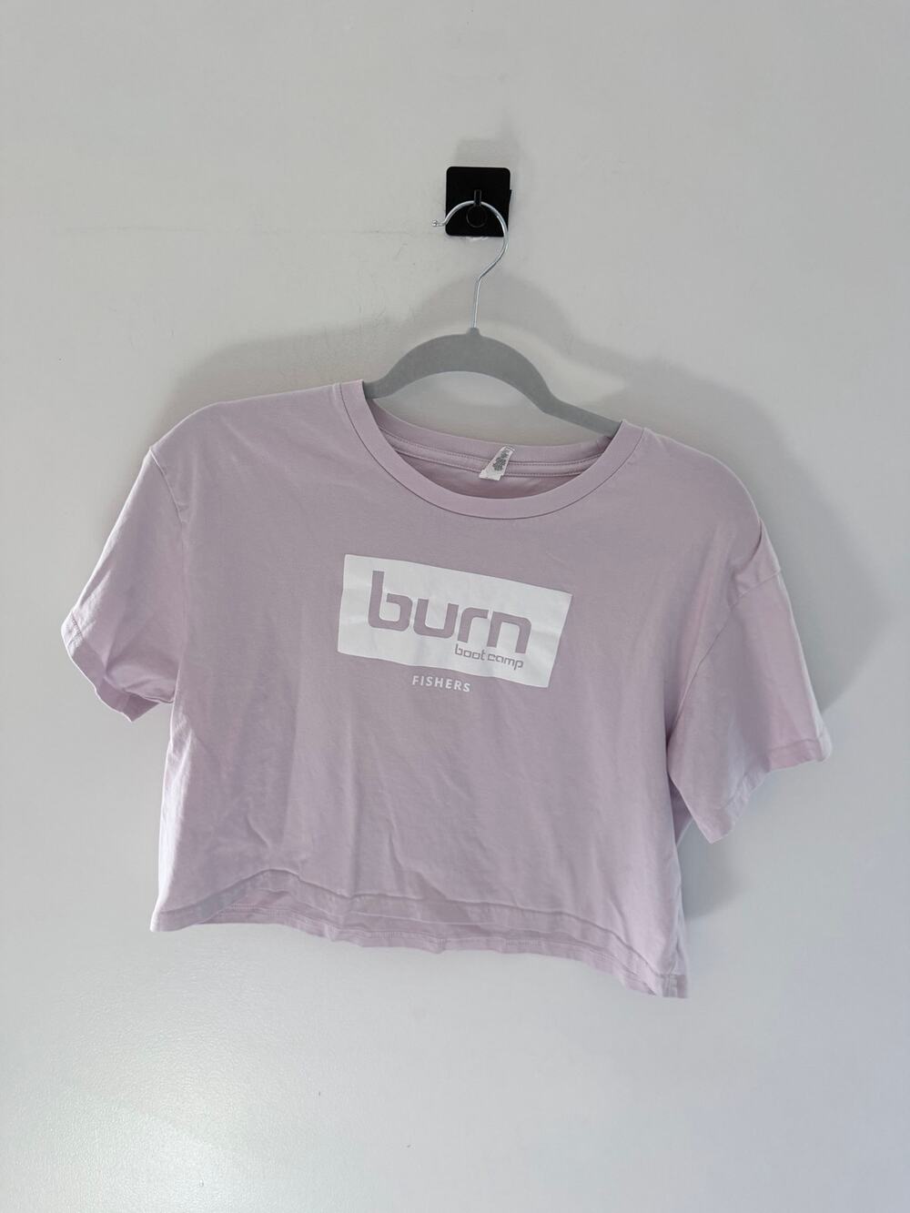 Burn Bootcamp Light Purple Fisher’s, Indiana Graphic Cropped T-Shirt-Size M